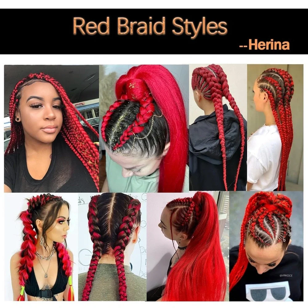 Red JUMBO Braiding Hair Extension for Rave Braids 24”